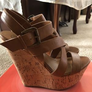 Delicious Shoes Women Tan Wedges